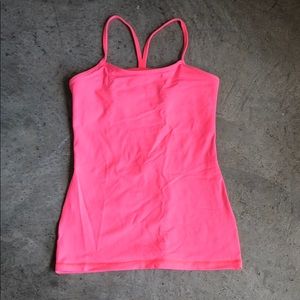 Bright pink Lululemon Power Y tank top, size 6